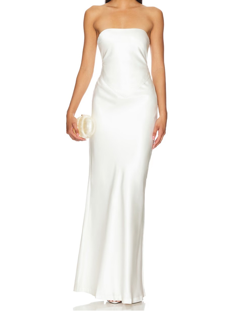 Retrofete Skye Ivory Satin Bias-Cut Gown